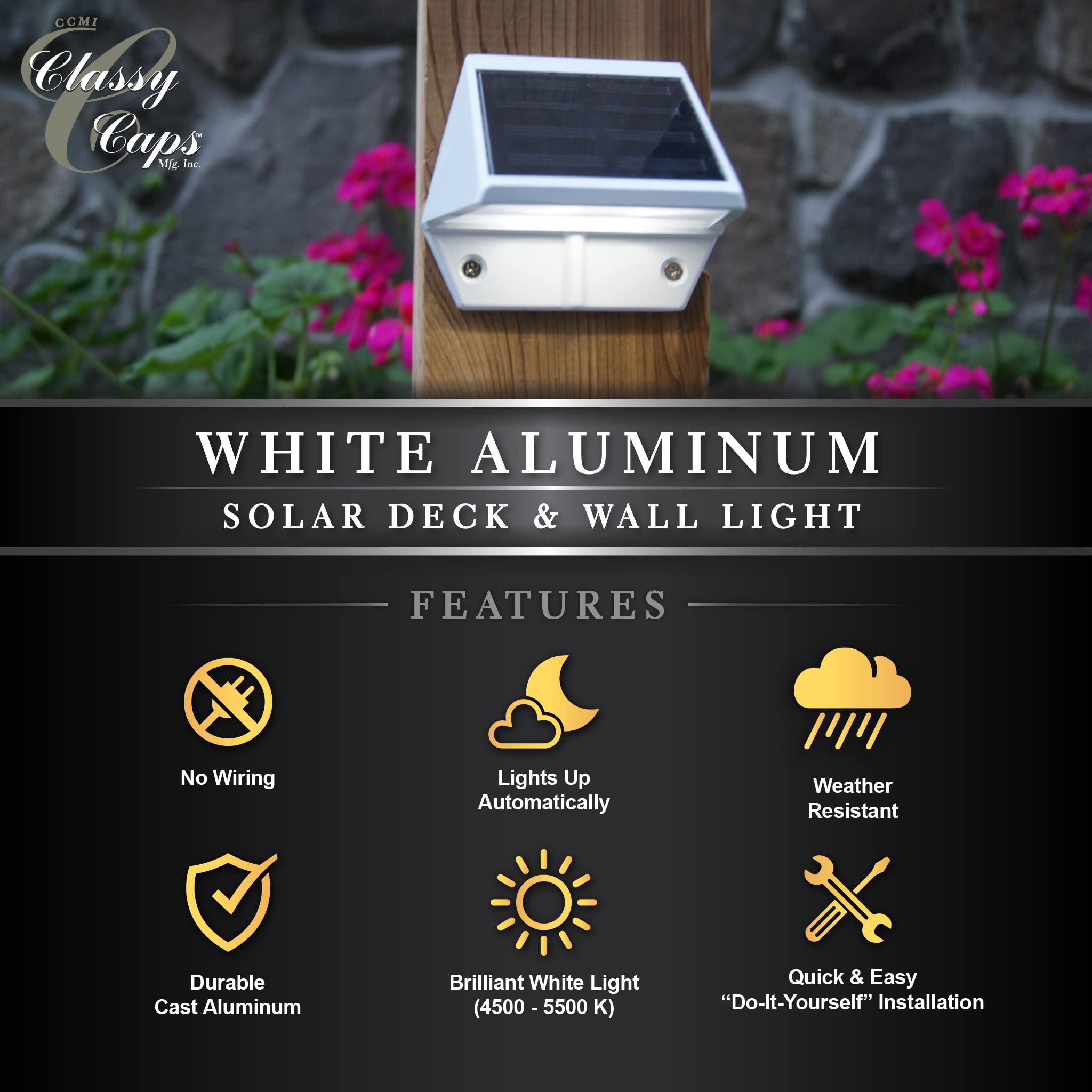 Premium Solar Deck & Wall Lights - SL179 Model in White | High Performance, Energy Efficient & Weather-Resistant Outdoor Lighting | Durable Cast Aluminum Construction for Patio, Garden & Pathway Illumination