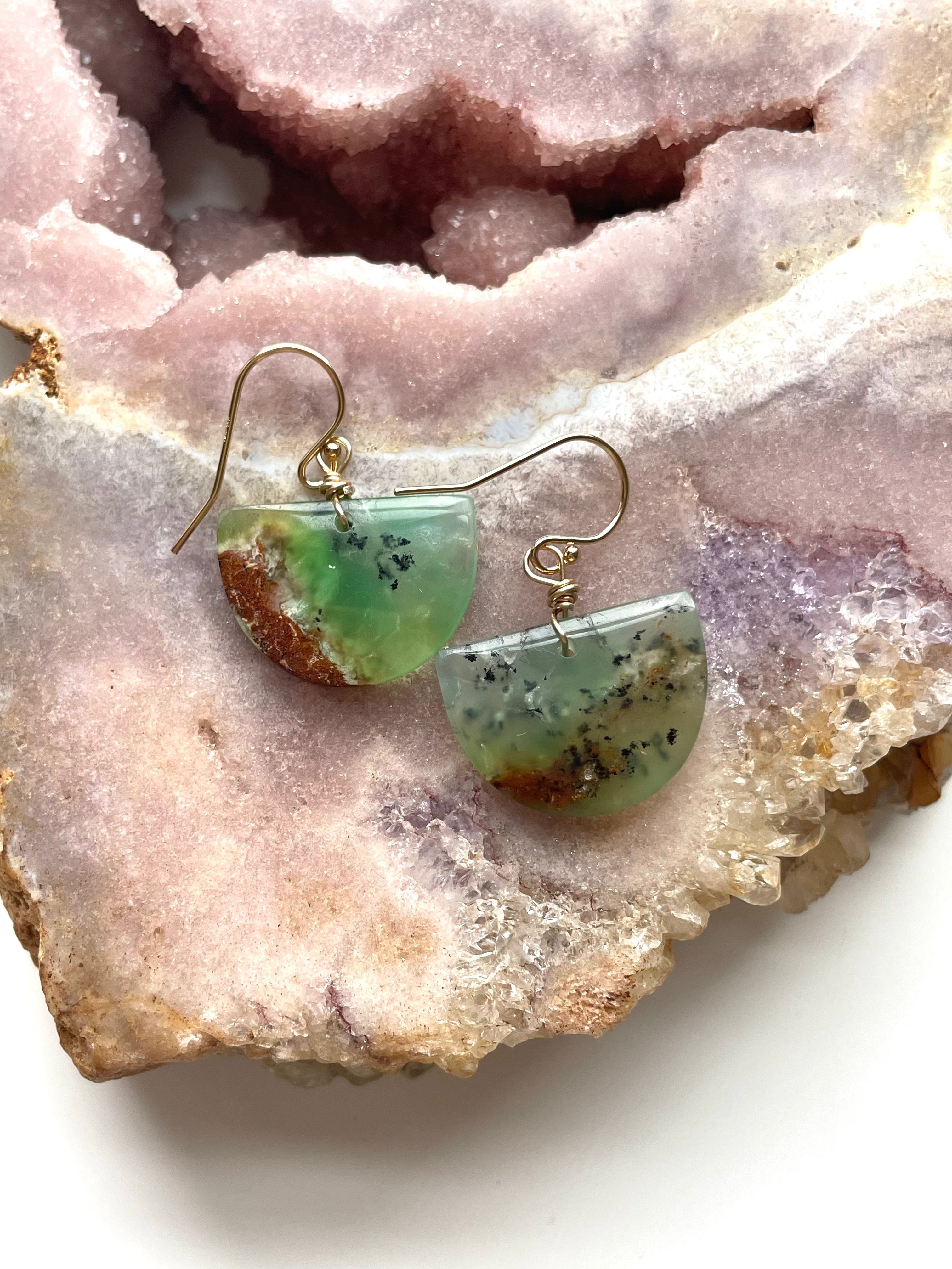 Chrysoprase Statement Earrings - 14K Gold Filled Dangle Earrings for Women | Elegant Jewelry Gift for Birthday, Anniversary & Special Occasions