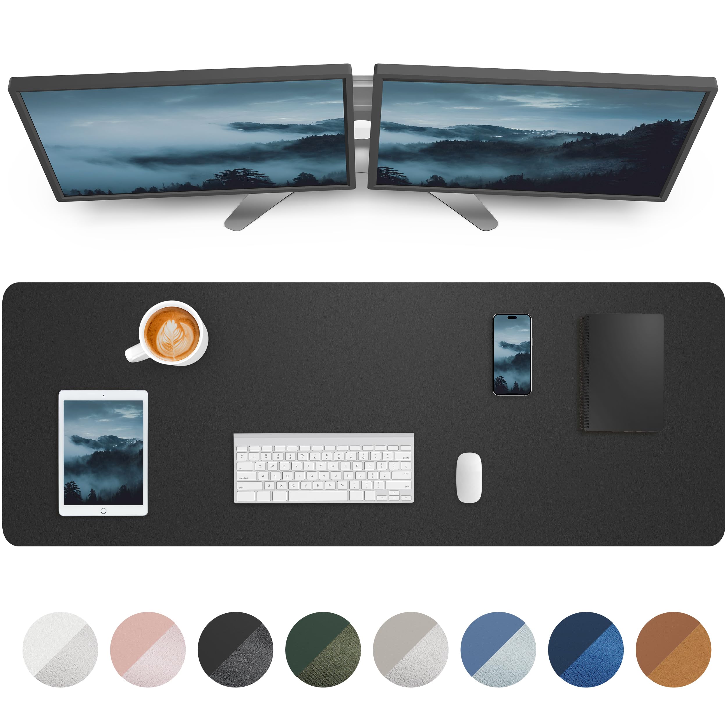 Premium Large Desk Pad Mat - Non-Slip PU Leather Office Desk Blotter with Waterproof Surface - Extra Wide 48