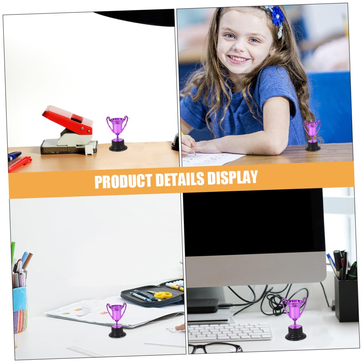 WESIEVYA Small Purple Plastic Trophy Cups - Mini Award Trophies for School Decor, Sports Awards, and Party Prizes | Perfect for Classroom Rewards, Game Nights & Office Recognition