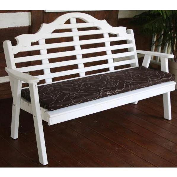 **A&L Furniture Yellow Pine Marlboro Garden Bench - Outdoor Patio Seating for Gardens, Parks, and Backyards**