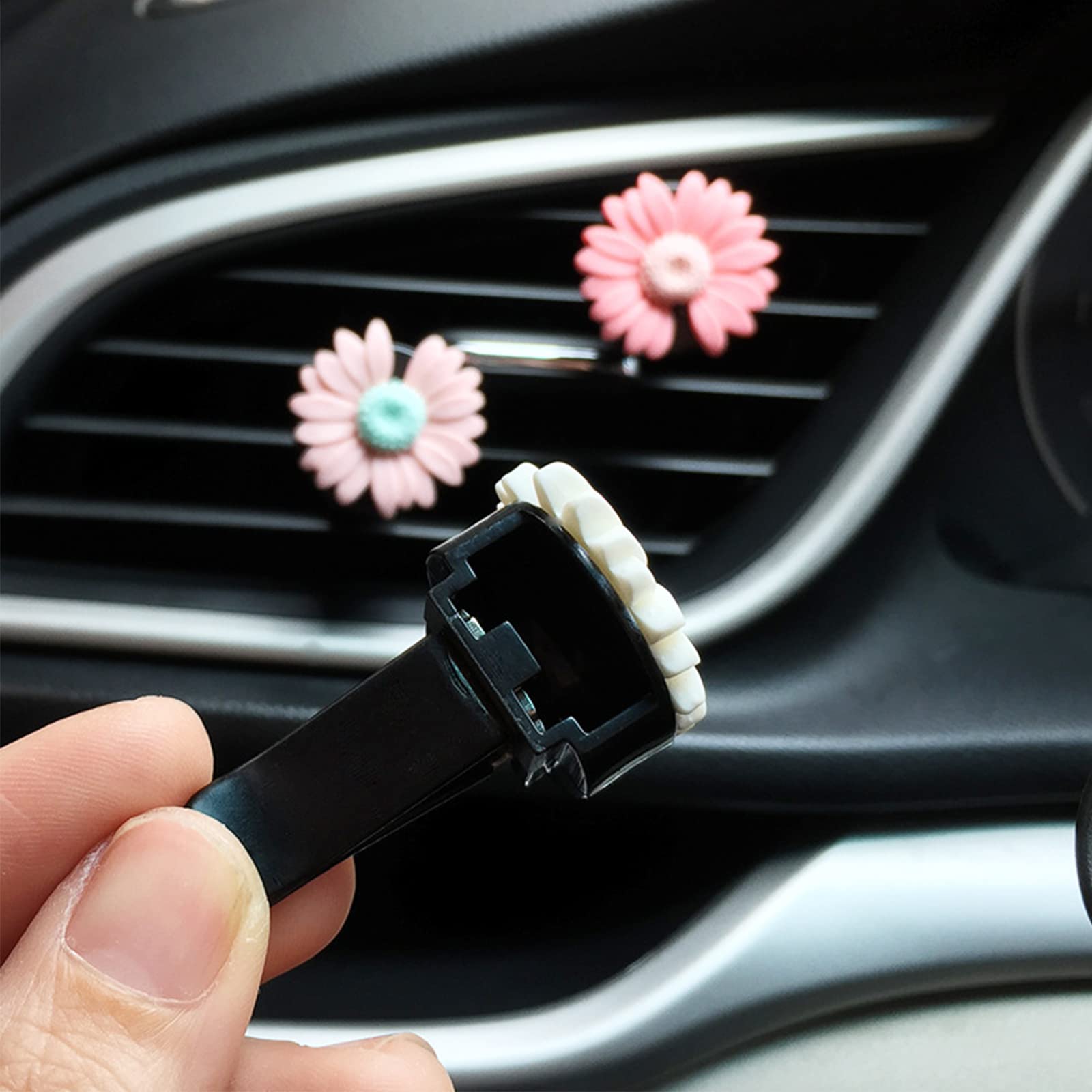 2 Pack Daisy Flower Car Air Vent Clips - Cute Boho Car Air Freshener Decorations for Women & Girls - Perfect for Home, Office, and Travel Accessories