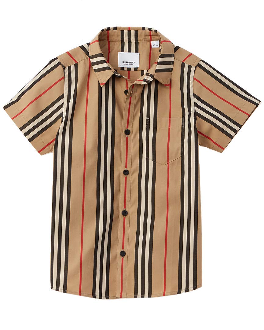 BURBERRY Kids Boys' Fredrick Icon Short Sleeve Shirt - Classic Cotton Polo for Little & Big Kids | Perfect for School, Parties & Family Outings