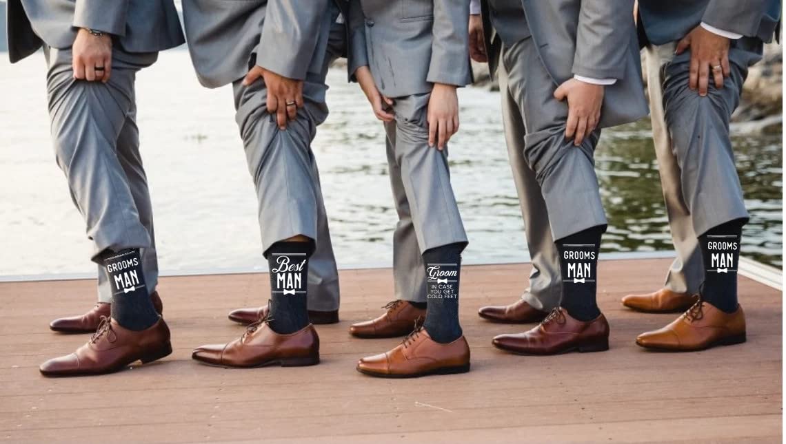Funny Groomsmen Socks for Men - 100% Cotton Crew Socks - Unique Wedding Proposal Gifts for Groom & Best Man - Perfect for Bachelor Parties & Bridal Showers
