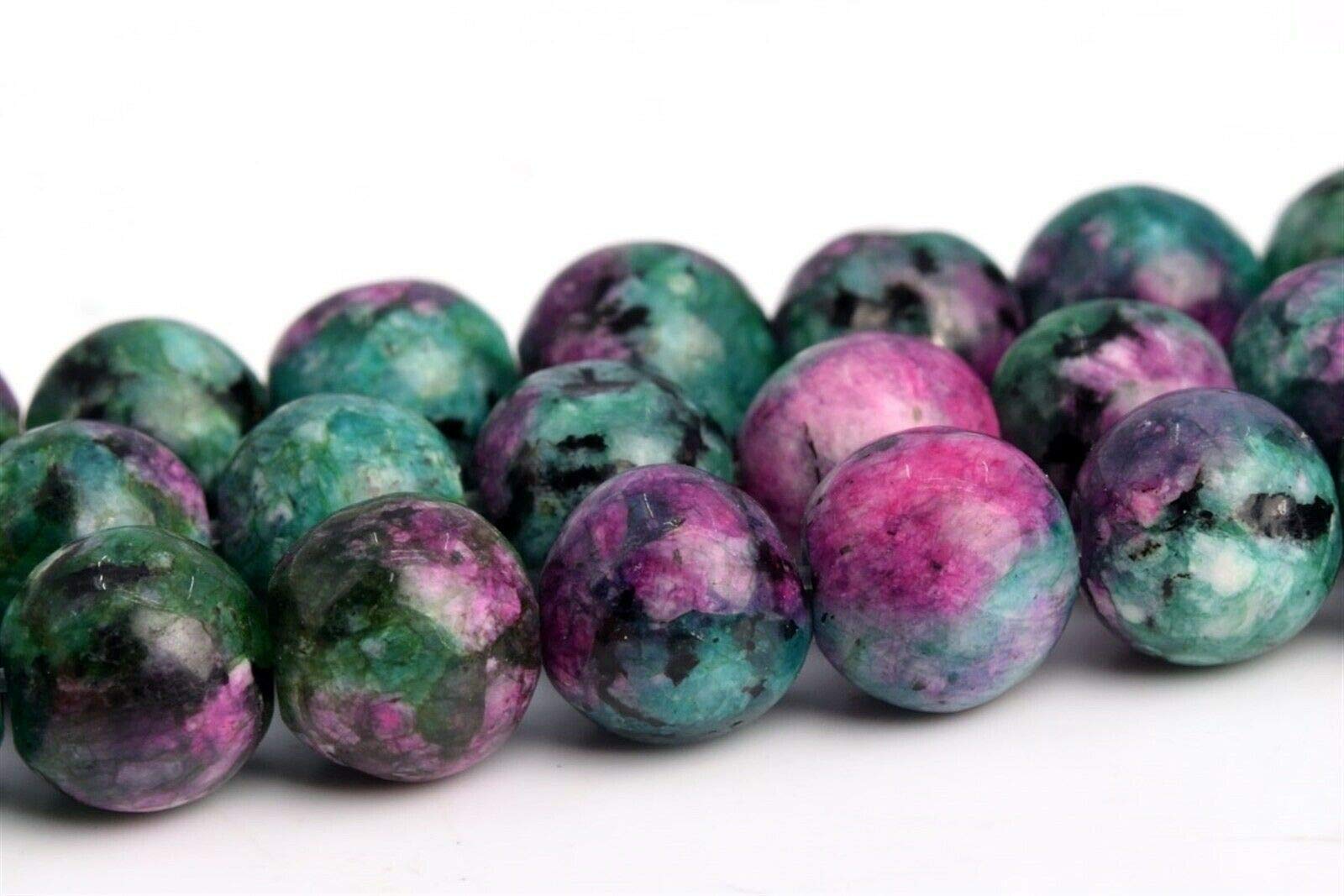 KapOD 6MM Natural Green and Purple AAA Grade Jade Round Loose Beads - 14.5 Inch Strand for Jewelry Making, DIY Crafts, Bracelets & Necklaces