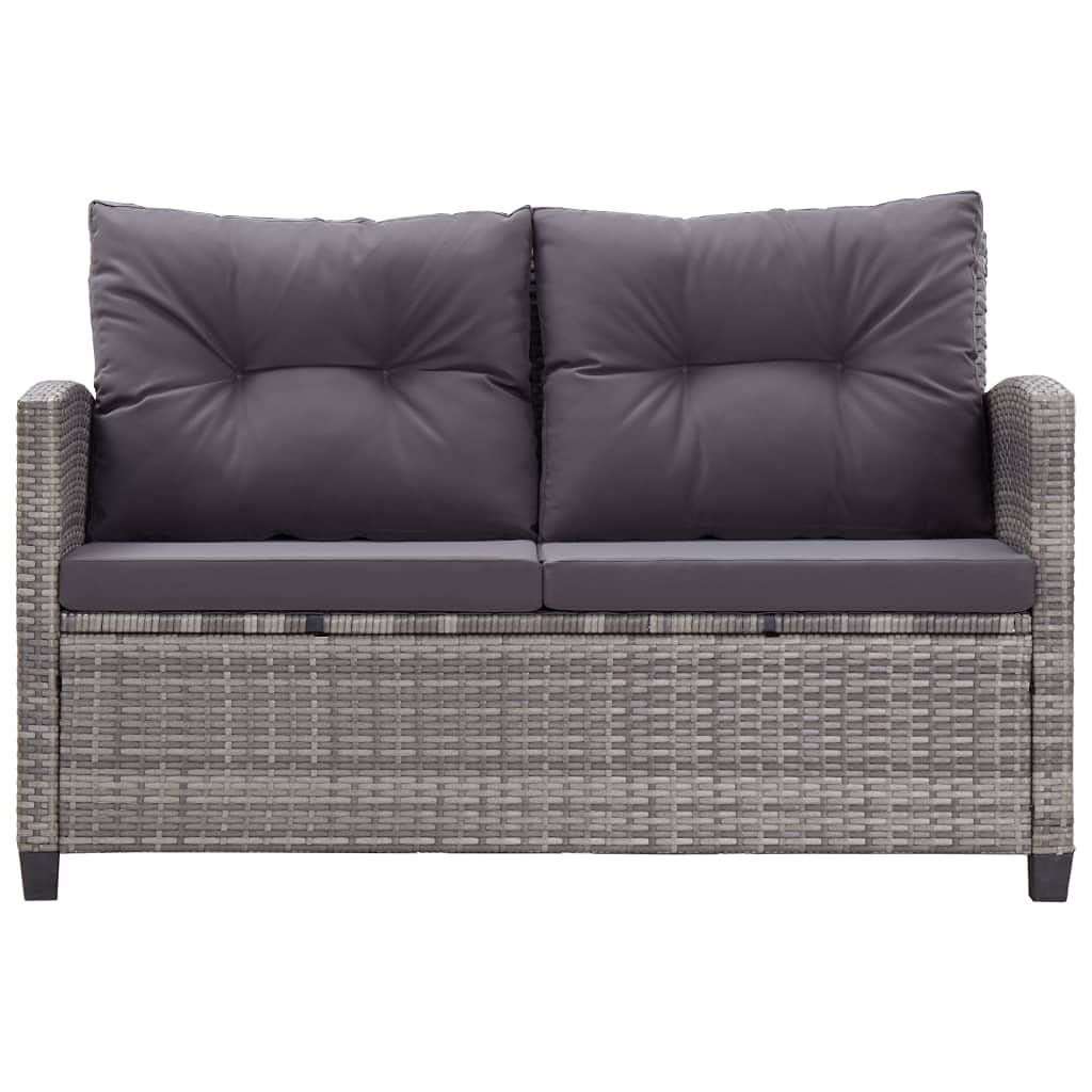 2-Seater Outdoor Garden Sofa with Thick Padded Cushions & Deep Seating - Modern Poly Rattan Patio Furniture for Backyard, Deck or Balcony - Gray 48.8