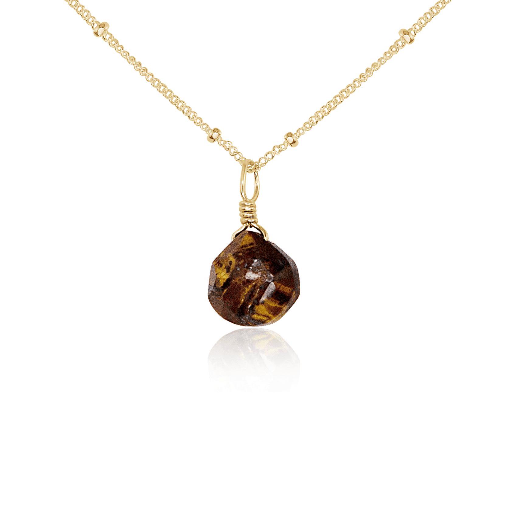 Tiny Tiger's Eye Teardrop Crystal Pendant Necklace for Women - Natural Gemstone Jewelry for Healing, Protection & Style - Perfect for Meditation, Gifts & Everyday Wear