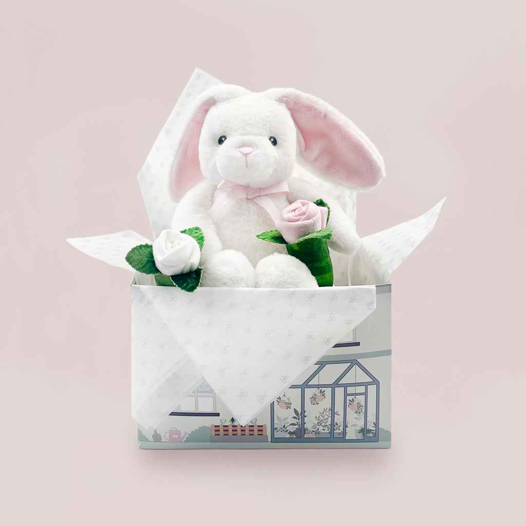 Adorable Bunny and Buds Baby Gift Set - Pink, Soft Plush Toy & Keepsake Box for Newborns, Baby Showers, Christenings & 1st Birthdays