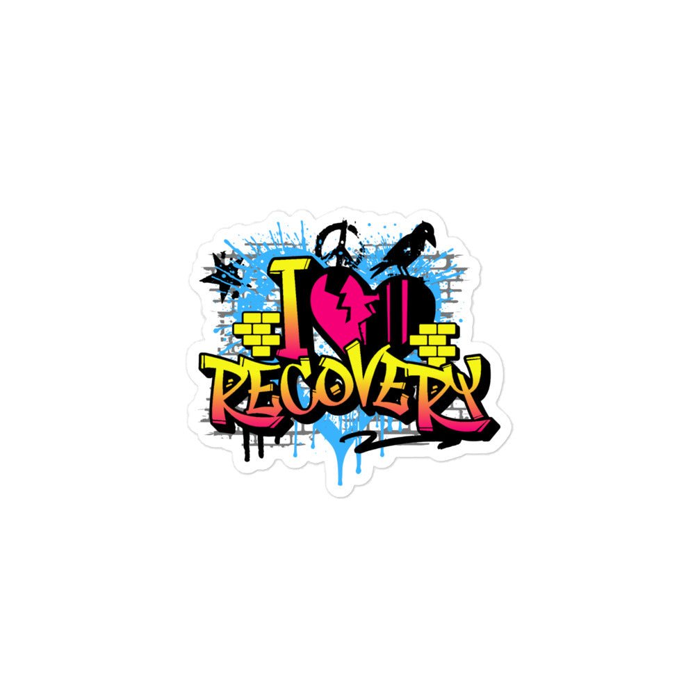 I Heart Recovery Graffiti Sticker - Waterproof Vinyl Decal for Laptops, Cars & DIY Projects - Express Support & Self-Love