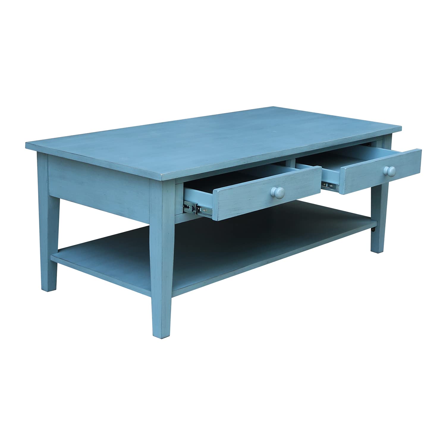 IC International Concepts Solid Wood Spencer Coffee Table - Modern Living Room Centerpiece for Home Decor & Entertainment