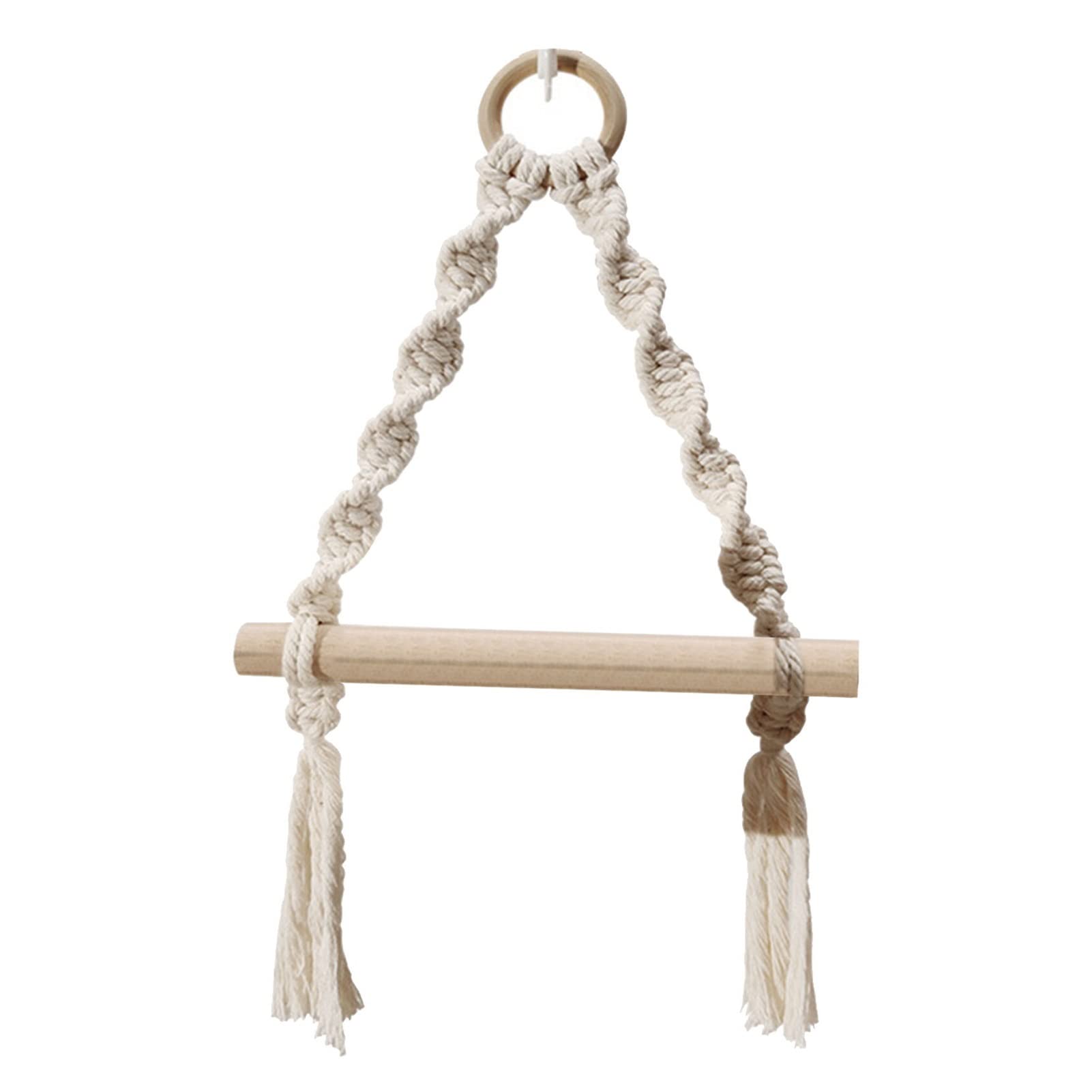 Vintage Hemp Wooden Rope Wall Mount Toilet Paper Holder - Hand Woven Bathroom & Kitchen Toilet Roll Stand - Perfect for Farmhouse, Rustic, and Boho Style Decor