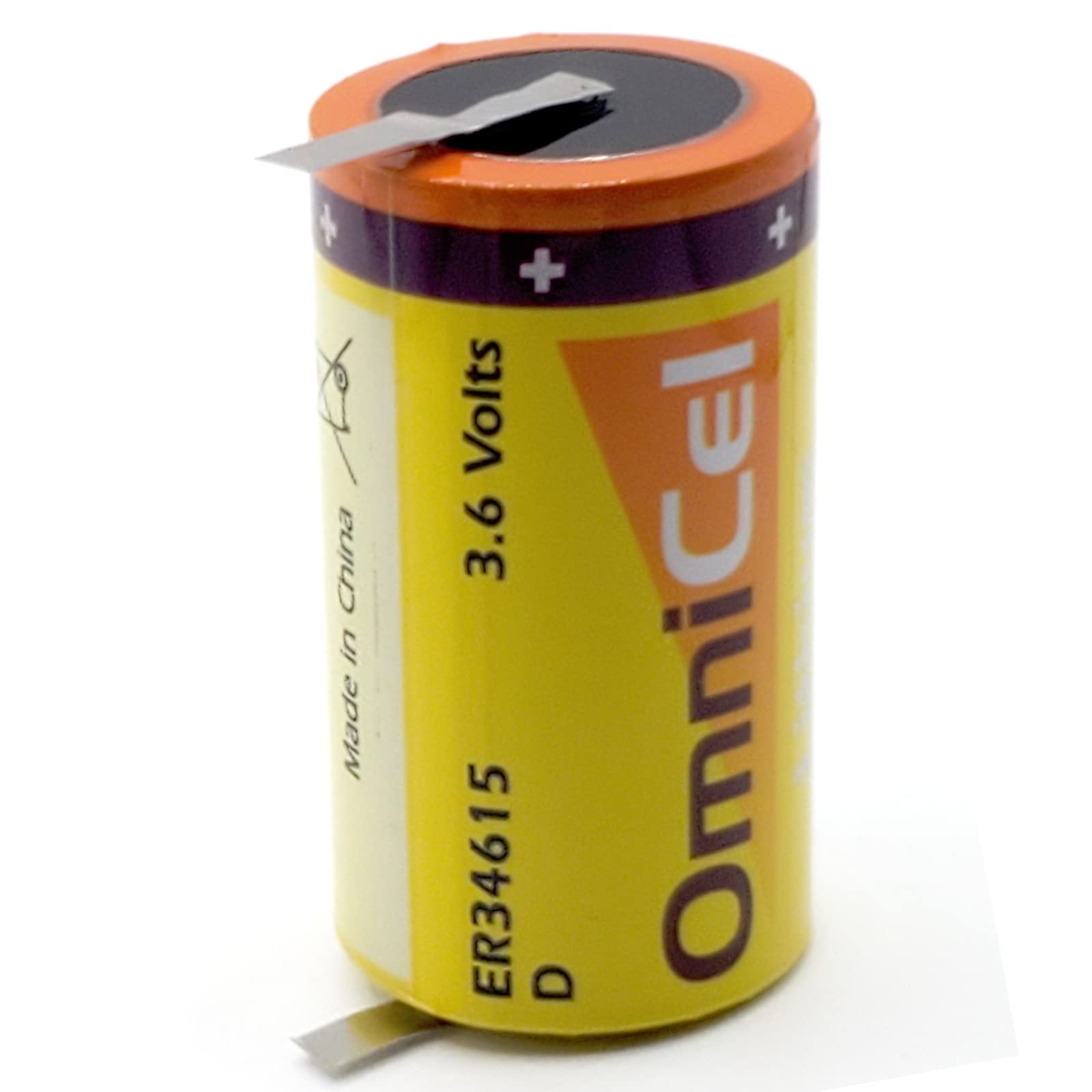ER34615 3.6V 19Ah D High Energy Lithium Battery with Tabs - For Automatic Meter Systems, Signal Lamps, Computer RAM, CMOS Circuits, Radio Communication & More | Long-Lasting Power for Industrial & Electronic Devices