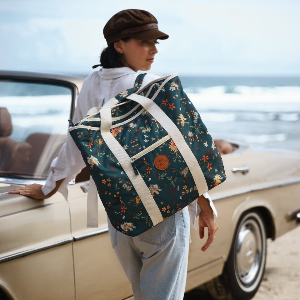 Stylish Native Botanical Beach Bag - Waterproof & Spacious Tote for Women - Perfect for Pool, Travel, and Summer Vacations