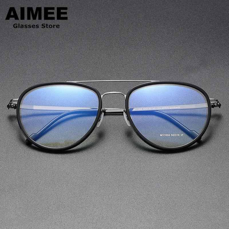 Stylish Unisex Oval Full Rim Double Bridge Acetate & Steel Eyeglasses Frame 1004 - Perfect for Work, Reading, and Everyday Fashion