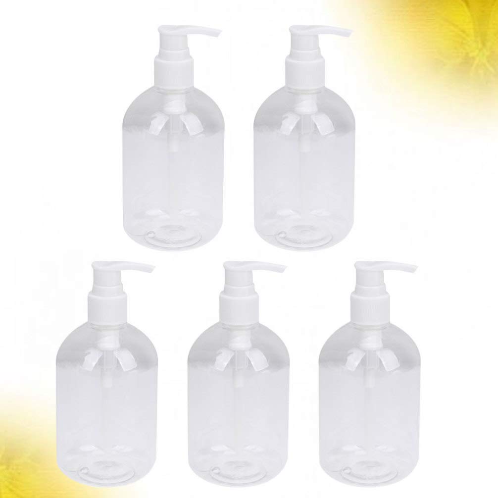 DOITOOL 5-Pack 350ml Clear Plastic Pump Bottle Dispenser - Refillable Empty Soap Bottle for Shampoo, Lotion, Body Wash & Face Wash | Travel-Friendly Bathroom & Kitchen Containers for Home, Gym & Hotel Use