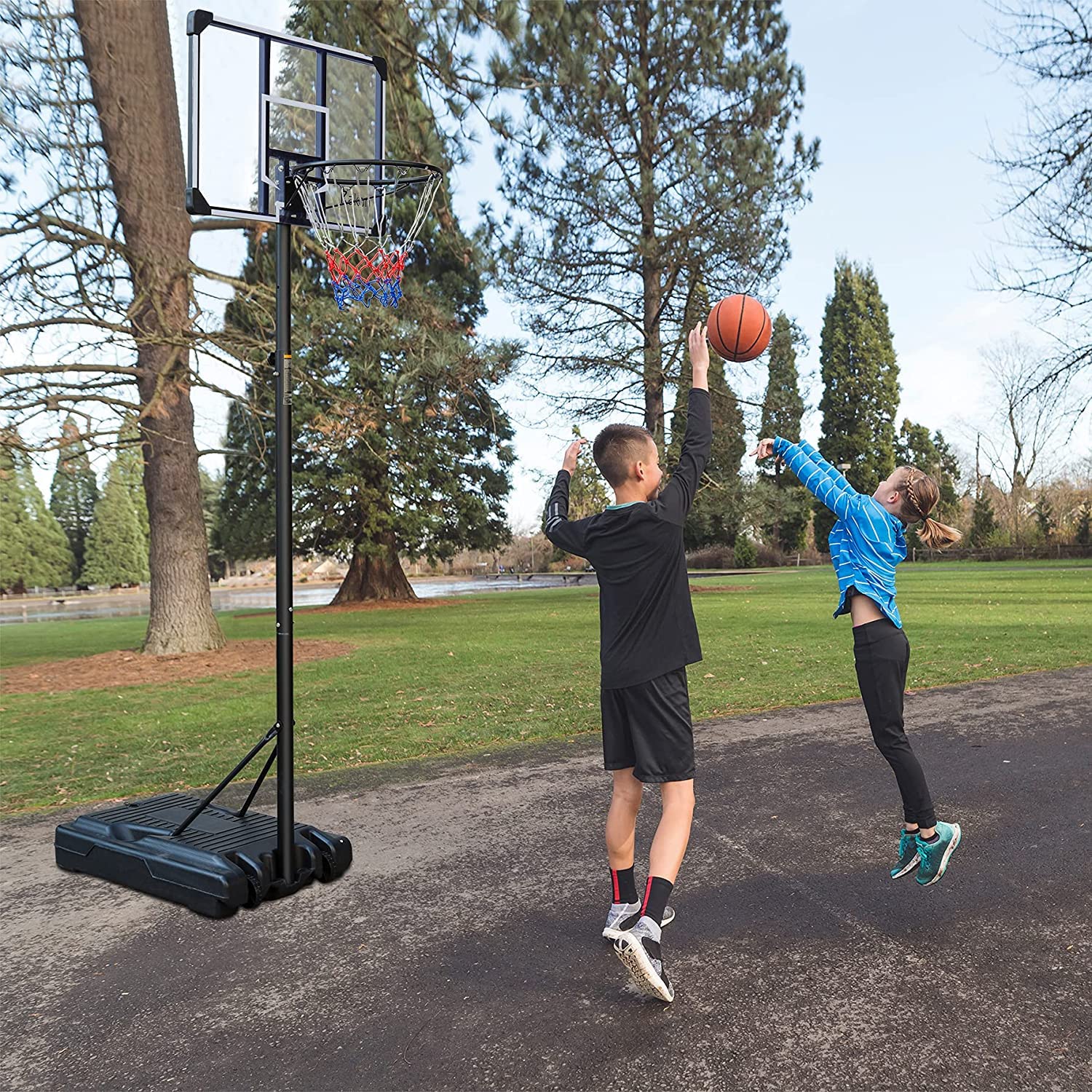 Adjustable Height Junior Portable Basketball Hoop - Kids Indoor/Outdoor Basketball Stand with Stable Base - Perfect for Backyard, Driveway & Playground Fun