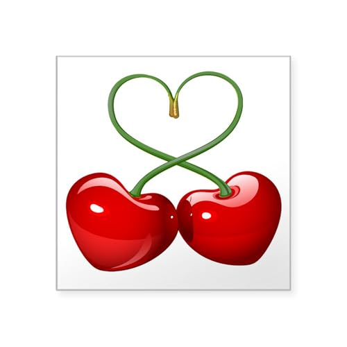 Clear - Cherry Love Square Sticker 3 X 3