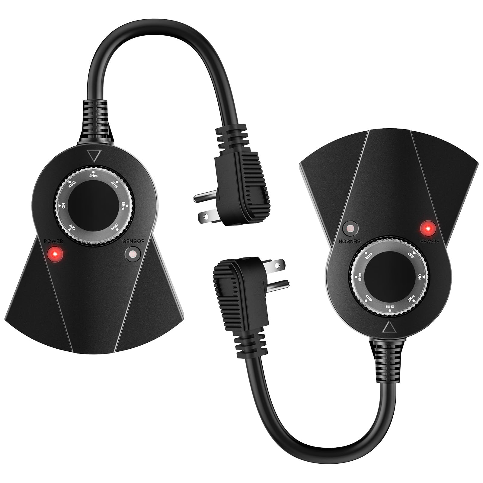 Outdoor Light Sensor Timer - 24 Hour Heavy Duty Waterproof Electrical Outlet Timer with 2/4/6/8 Hour Countdown Modes, 3 Grounded Outlets for Garden, Backyard & Home Use (2 Pack) - Perfect for Landscape Lighting, Holiday Decorations & Automatic Irrigation Systems