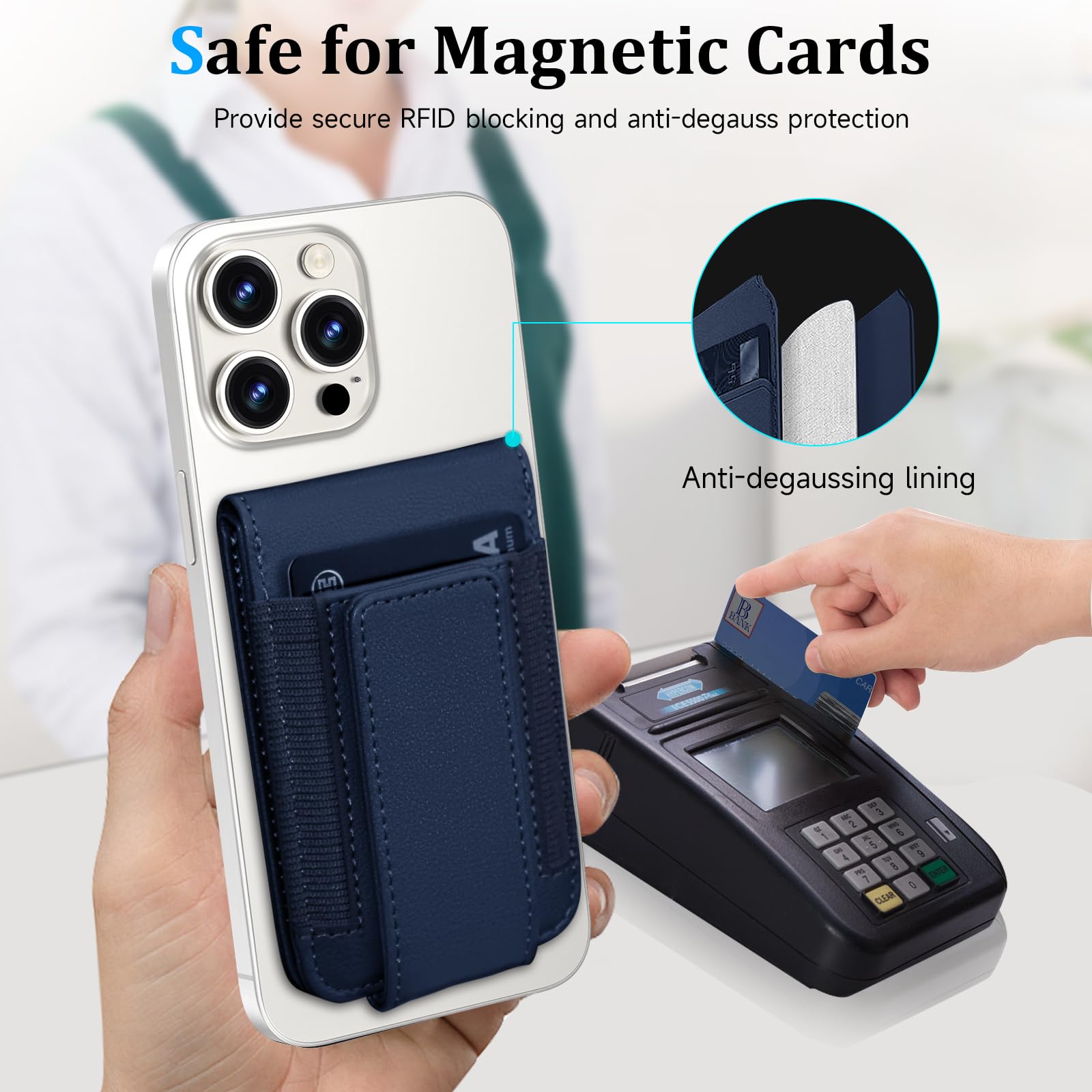 Magnetic Phone Wallet for iPhone 16/15/14/13/12 Pro Max Plus - Detachable MagSafe Wallet with Adjustable Stand & Money Clip | Holds 10+ Cards | Perfect for Travel, Shopping & Everyday Use