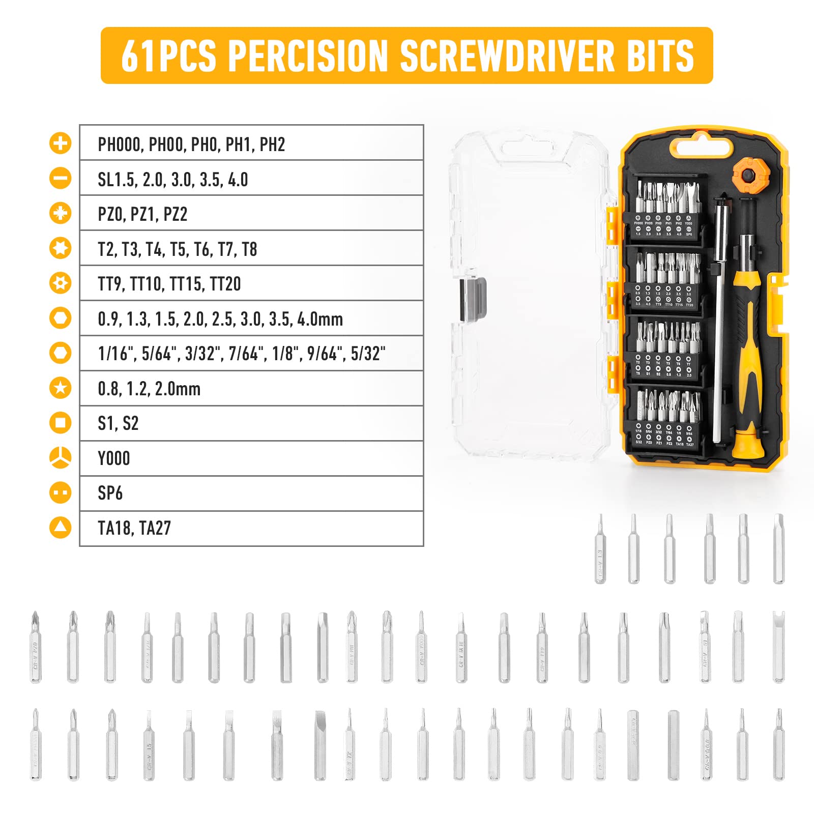 61Pcs Precision Screwdriver Set with Pentalobe Bits - Magnetic Driver Tool Kit with Flexible Shaft & Extension Rod - Perfect for Ring Doorbell, Laptop, Switch, PS4, Xbox, MacBook, iPhone, Smartwatch Repair & Electronics Maintenance