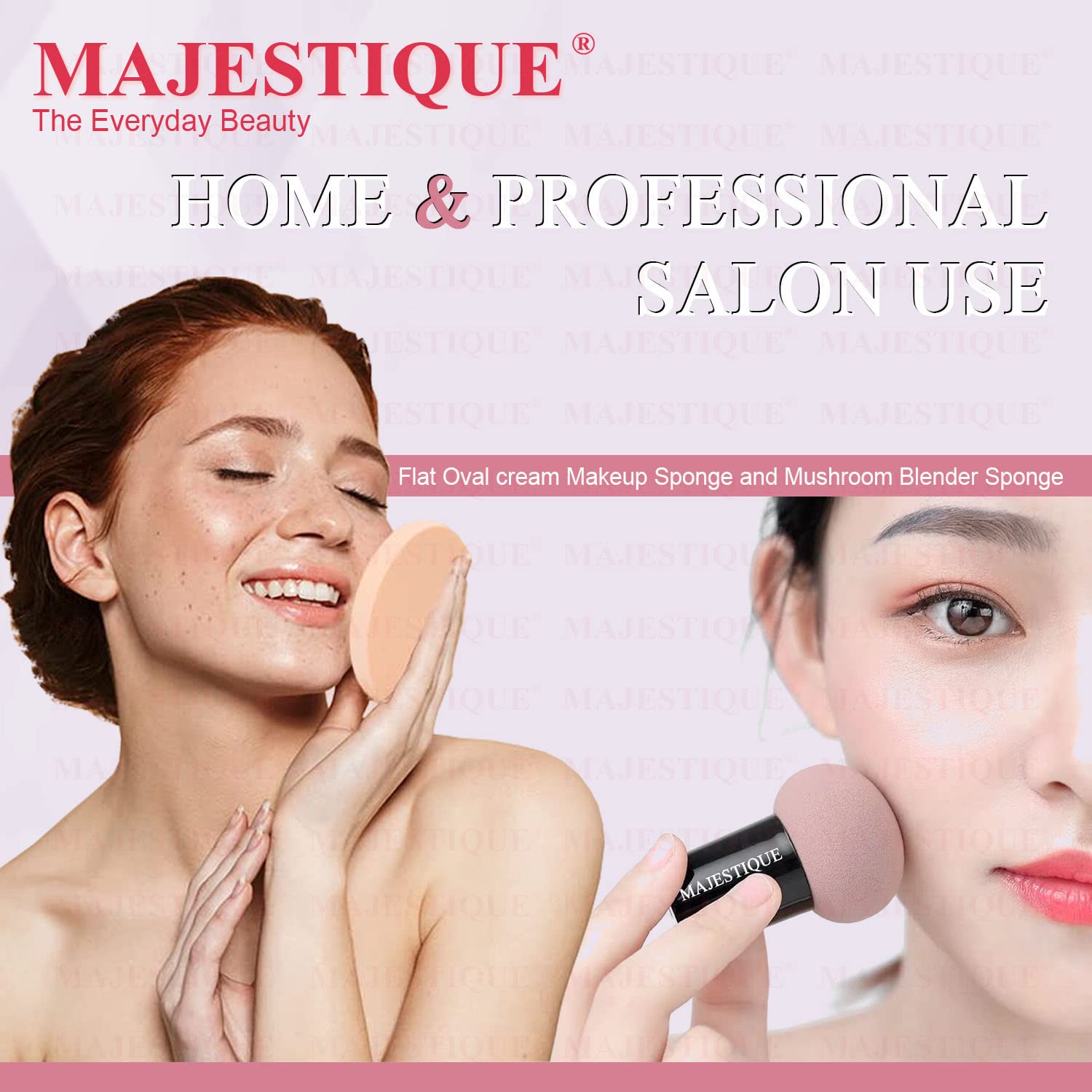 Majestique Makeup Sponge Blender - Round Beauty Blender for Foundation, Concealer, Blush & Contouring | Cruelty-Free Vegan Makeup Sponge | Perfect for Daily Makeup & Professional Use | Pack of 2