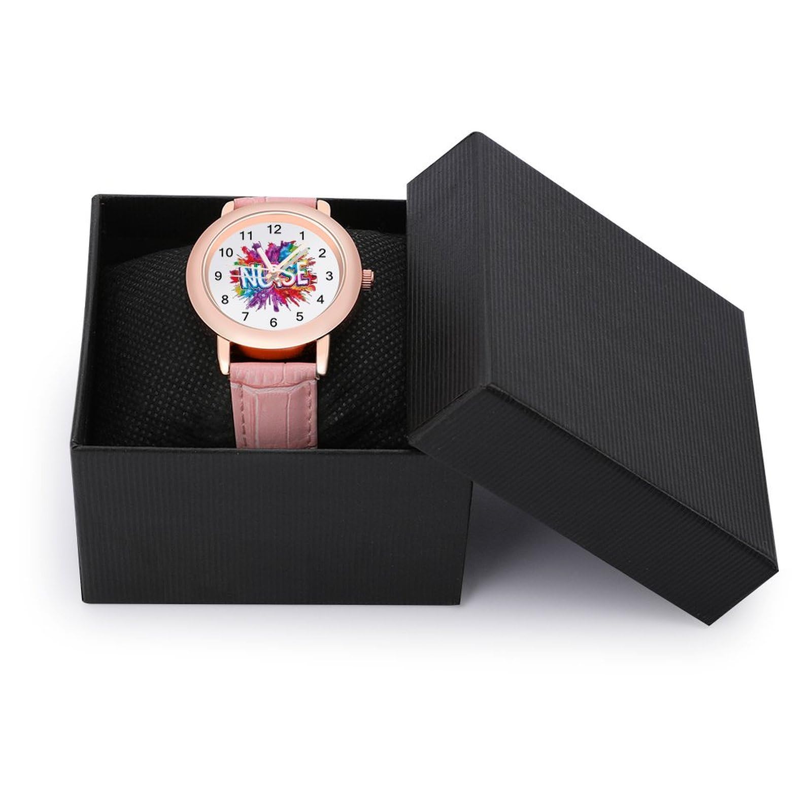 Tie Dye Women's Watch with Leather Strap - Classic Quartz Bracelet Watch for Nurse Appreciation Day, Travel & Work - Perfect Gift for Nurses & Professionals