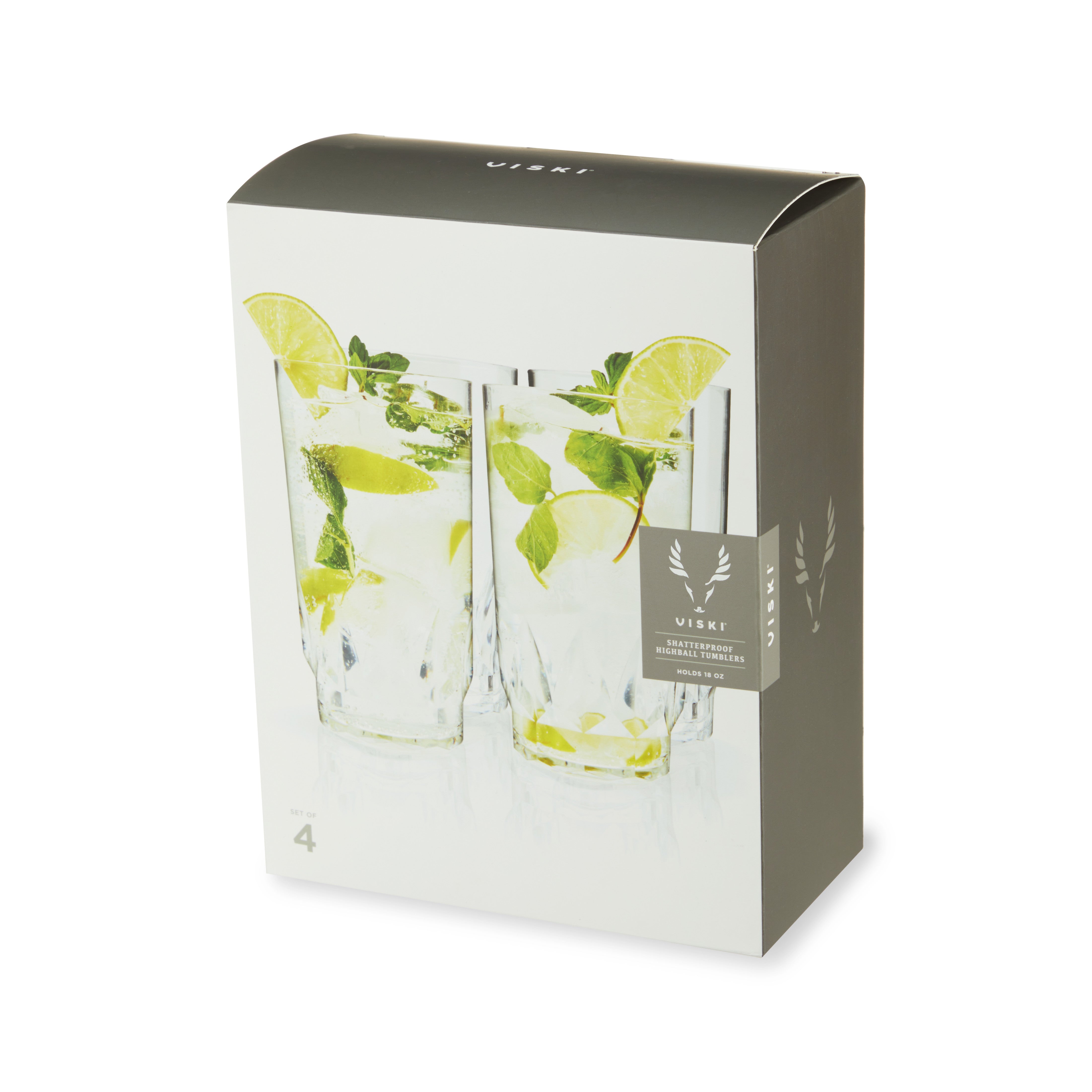 Shatterproof Acrylic Highball Tumblers Set of 4 - Unbreakable Drinking Glasses for Cocktails, Iced Coffee & Smoothies - Perfect for Pool Parties, BBQs & Outdoor Entertaining