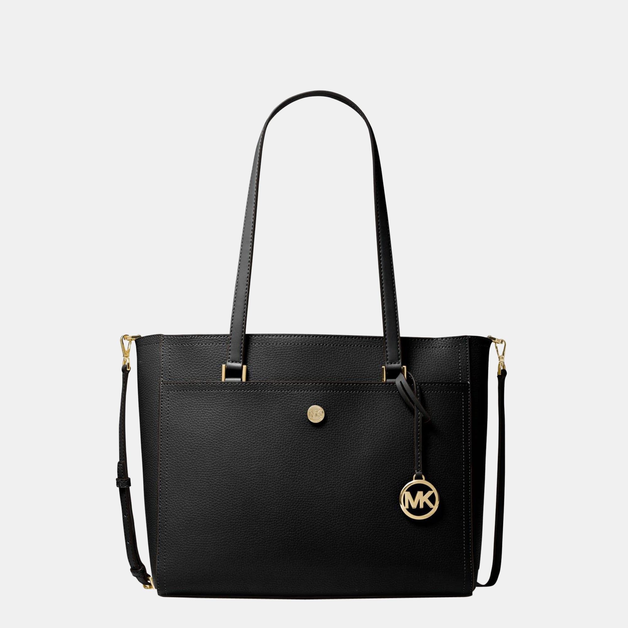 Stylish Black Leather Tote Bag for Women - Premium Genuine Leather Handbag - Spacious Work & Travel Tote - Perfect for Office, Shopping & Weekend Getaways