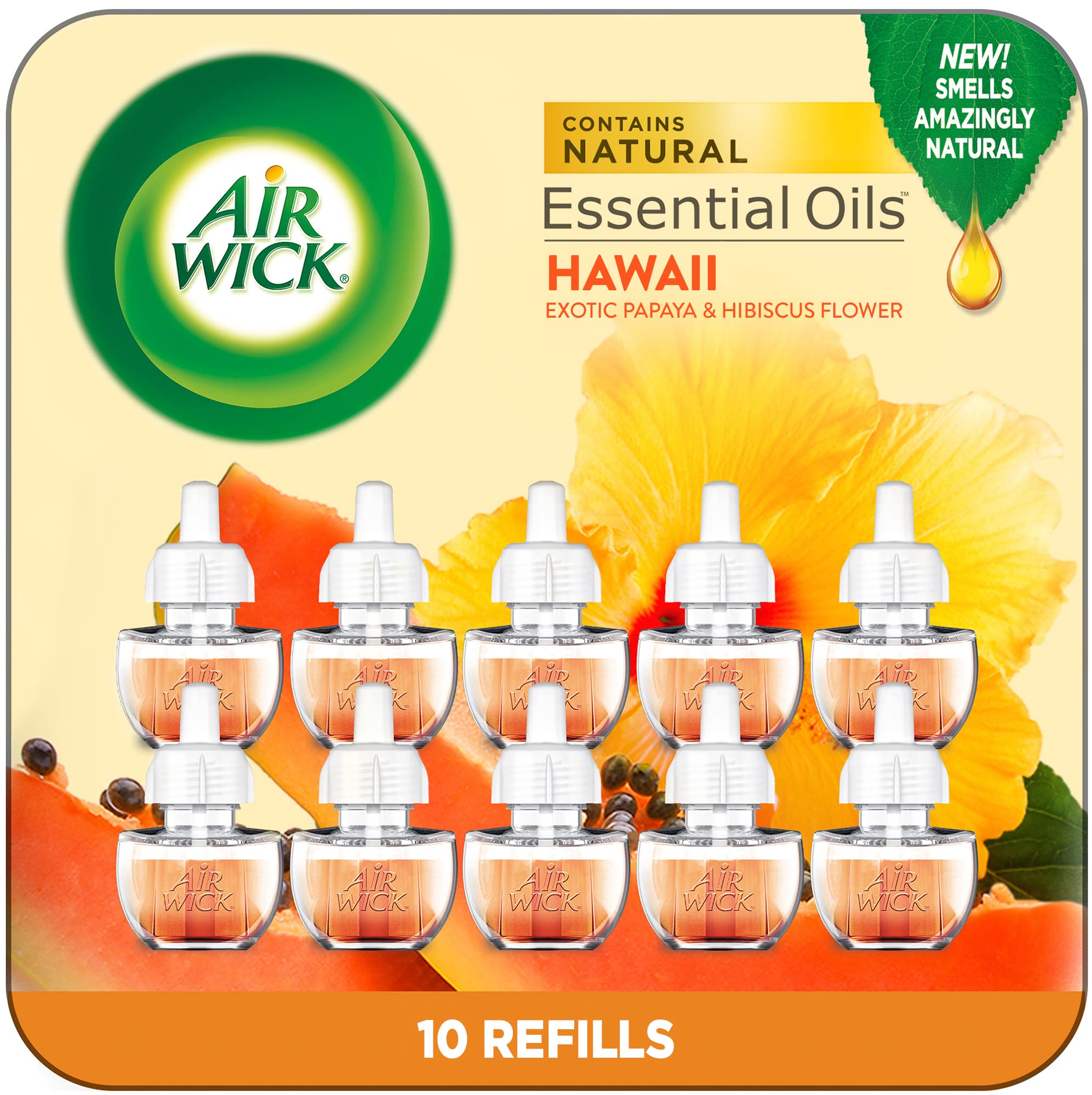 Air Wick Plug in Scented Oil Refill - 10ct Hawaiian Breeze - Eco-Friendly Essential Oil Air Freshener for Home, Office & Bathroom