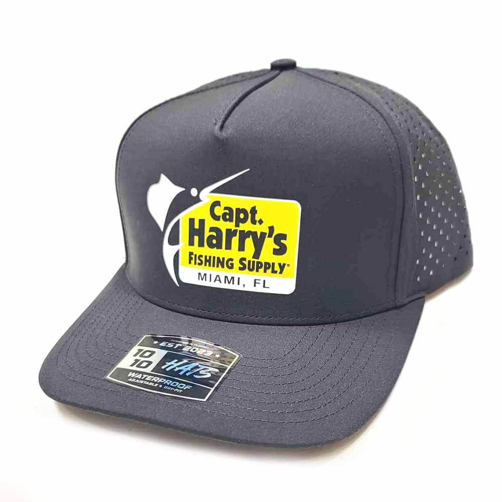 Capt. Harry's Black Performance 5 Panel Hat - Lightweight & Breathable Baseball Cap for Men - Perfect for Running, Hiking & Outdoor Activities