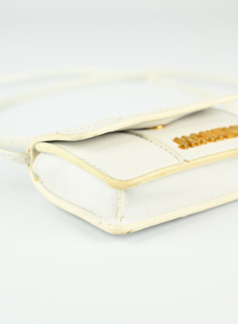 Jacquemus Mini Le Bello White Leather Crossbody Bag - Perfect for Parties, Dates & Everyday Use