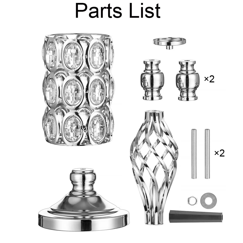 10-Pack Silver Metal Vases for Wedding Centerpieces - Tall Crystal Beaded Flower Stands for Tables, Birthday Parties & Home Decor | Elegant Event Decoration for Weddings, Anniversaries & Special Occasions