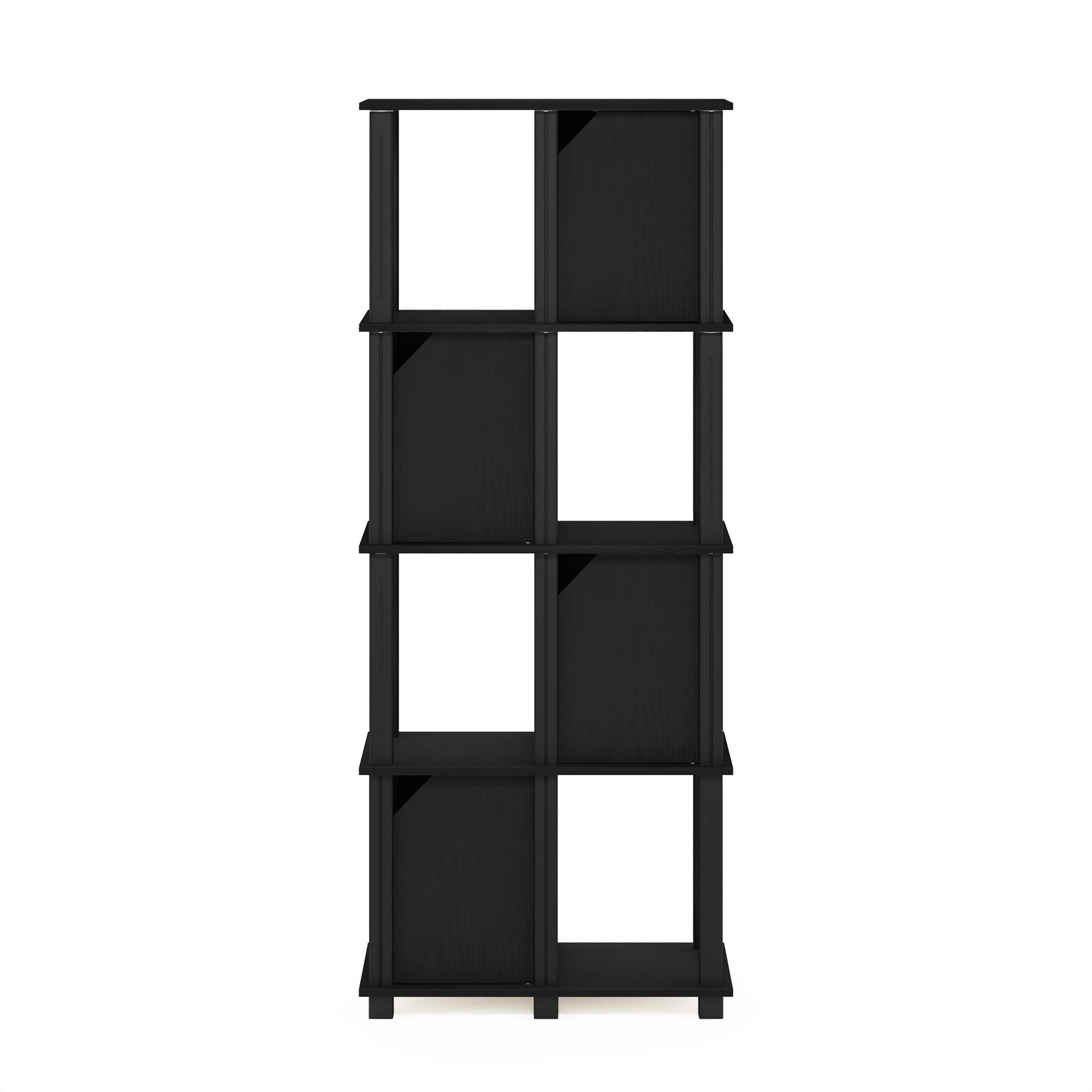 FURINNO Brahms 5-Tier Storage Shelf, Black Oak/Black - Space-Saving Organizer for Living Room, Bedroom, Office & Garage