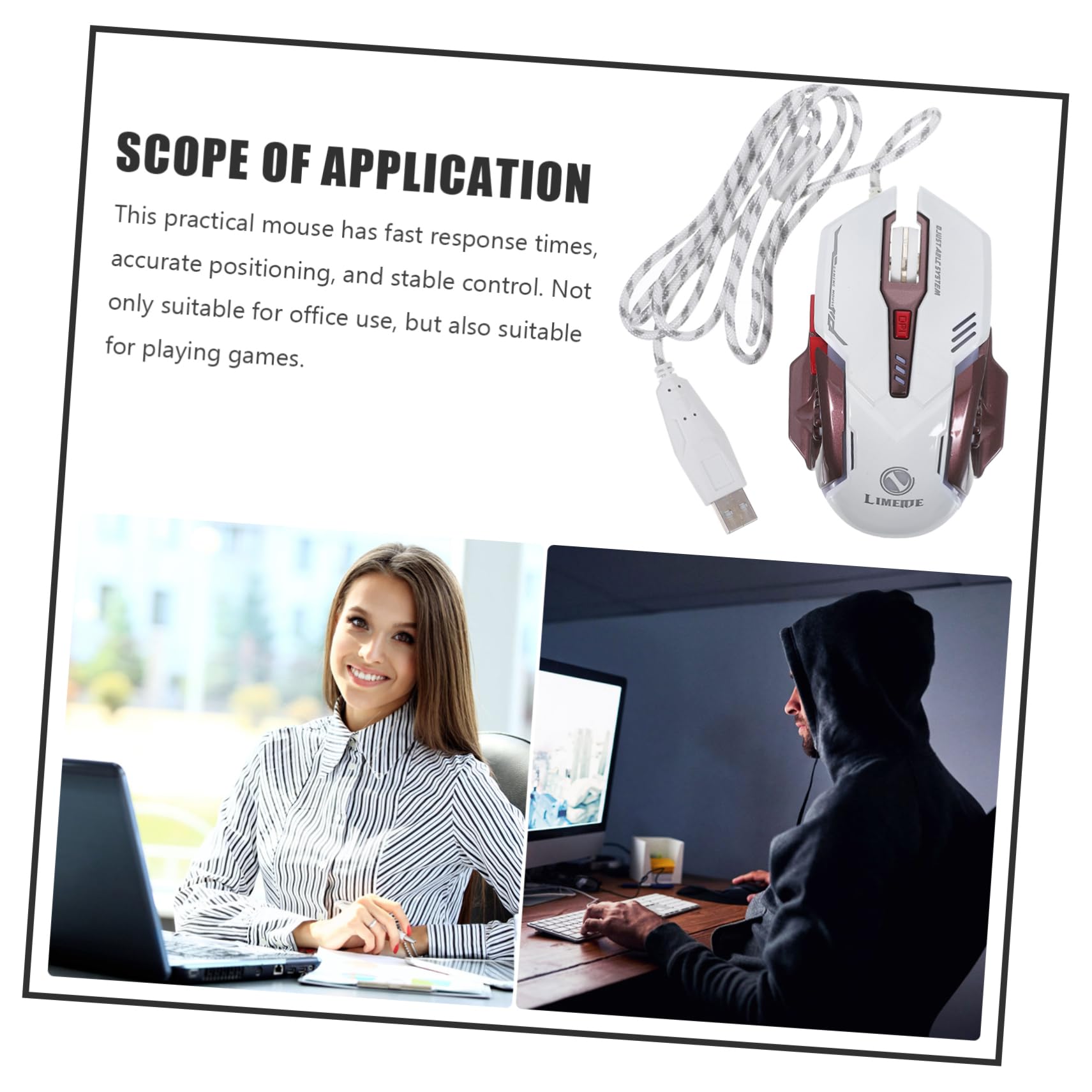 Gadpiparty G402 High Precision Rechargeable Gaming Mouse - USB Wired LED Backlit Mouse for PC/Laptop - Perfect for FPS, MOBA & Esports Gaming