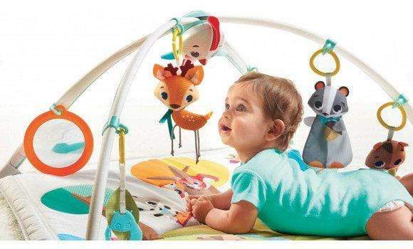 Tiny Love Into the Forest Gymini Deluxe Baby Activity Gym & Playmat - Developmental Toys for Infants, Soft Forest Animals Design - Perfect for Tummy Time, Sensory Play & Early Learning at Home