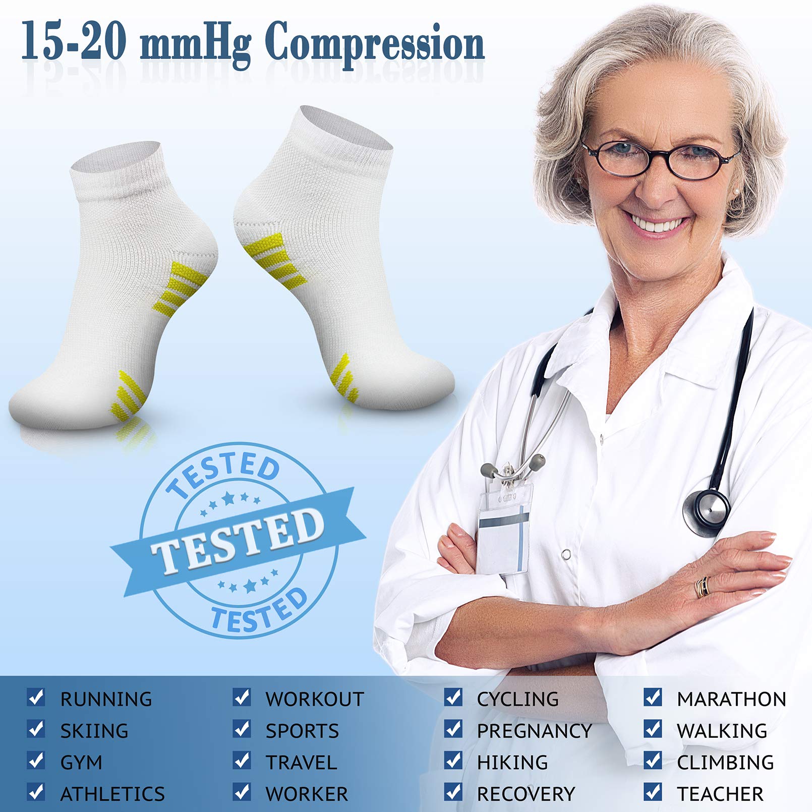 CHARMKING 15-20 mmHg Compression Socks for Women & Men - Best for Running, Cycling, Nursing & Daily Wear - Improve Blood Circulation & Reduce Leg Fatigue (Perfect for Travel, Workouts & Long Shifts)