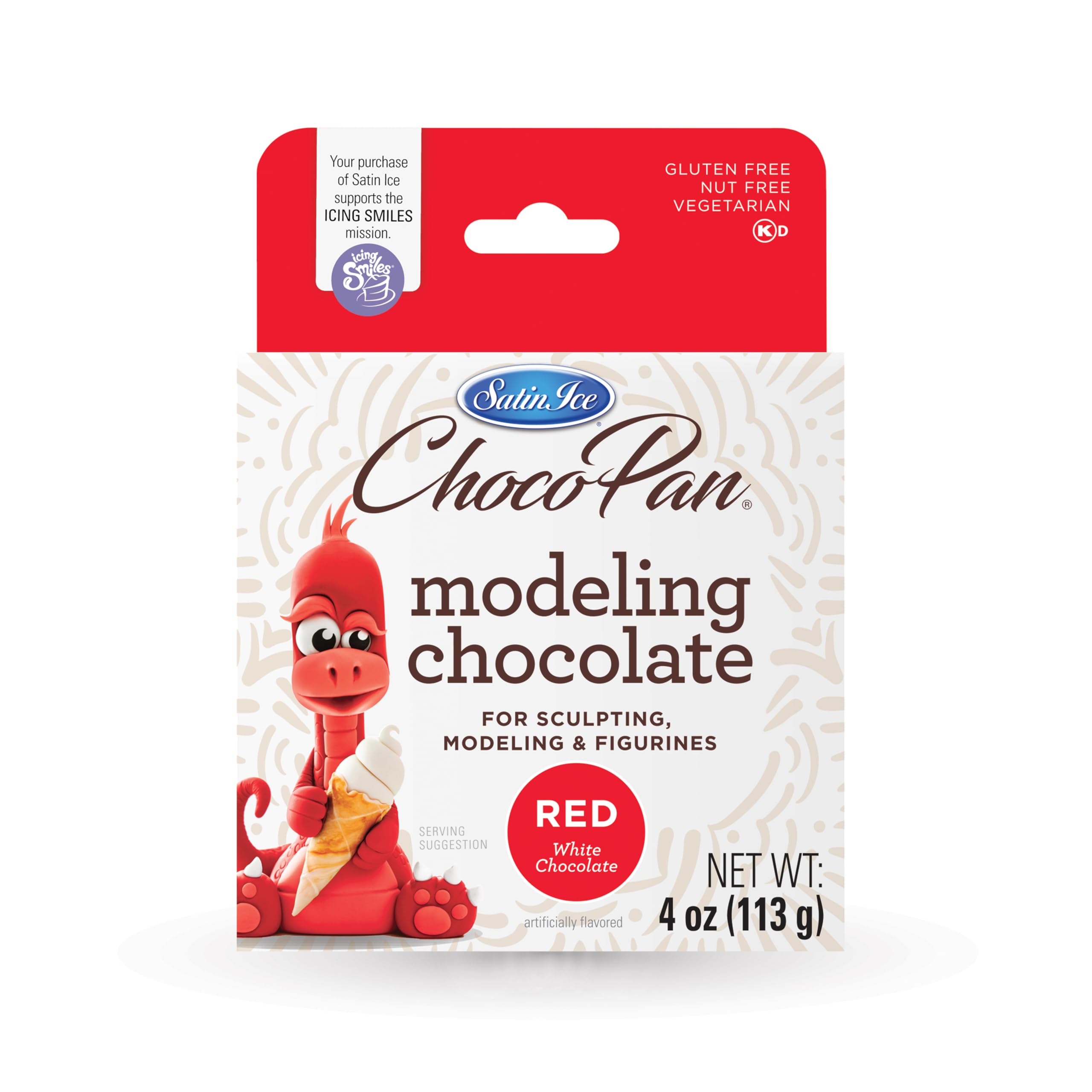 Satin Ice Chocopan Red Modeling Chocolate 4 oz - Premium Edible Chocolate for Cake Decorating, Sculpting & Fondant Art - Perfect for Birthday Cakes, Wedding Cakes & DIY Desserts