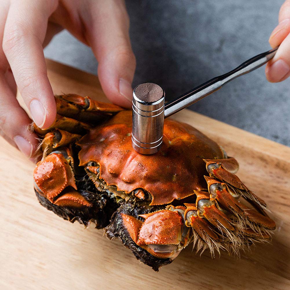 Premium 8-Piece Stainless Steel Crab Crackers & Seafood Tool Set - Crab Forks, Scissors, Claw Tools with Golden Dragon Design for Home, Travel & Outdoor Dining