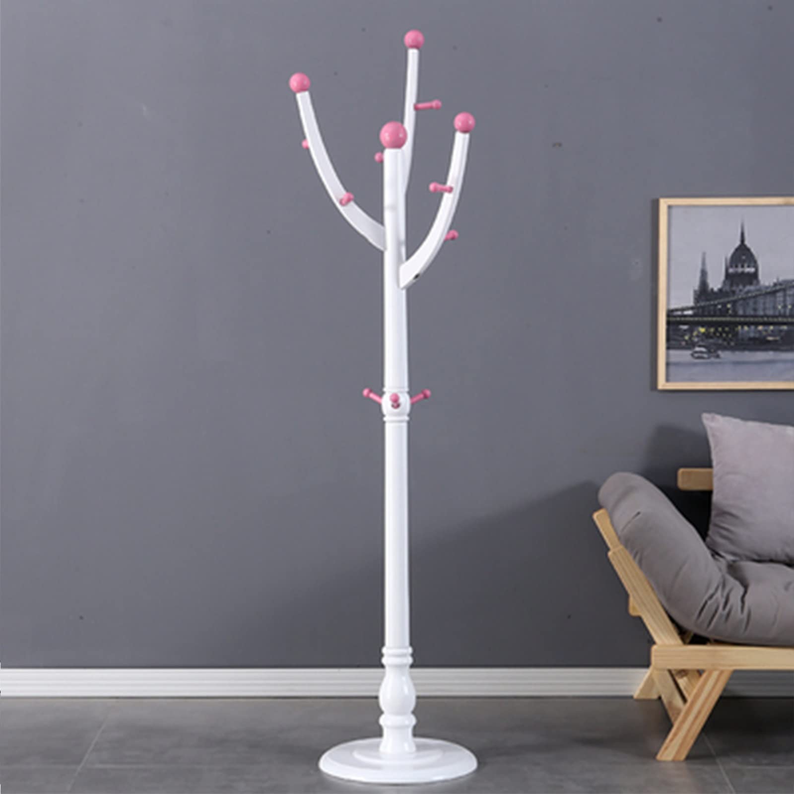 Vintage Wood Coat Rack with Large Hanging Space - Stylish & Practical Balcony Hanger for Multiple Clothes - Perfect for Small Spaces, Apartments & Outdoor Use