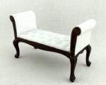 Melody Jane Dolls Houses Dark Oak White Long John Bed End Stool Bench - Miniature Furniture for Dollhouse Decor, Kids Playroom, and Collectors Display