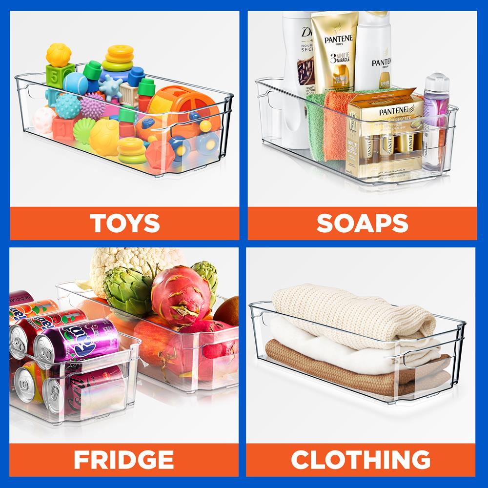Refrigerator Organizer Bins - Stackable Plastic Food Storage Containers for Fridge & Freezer Organization | Perfect for Fruits, Vegetables, Meal Prep & Leftovers