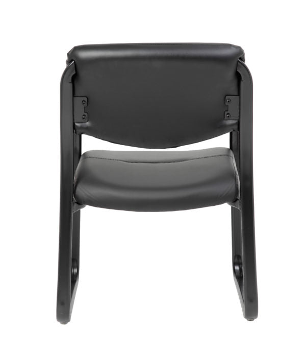 Boss Leather Sled Base Armchair - Modern Guest Chair for Living Room, Office & Dining Room - Premium Leather Upholstery with Sturdy Sled Base - Perfect for Home, Office & Hospitality Settings