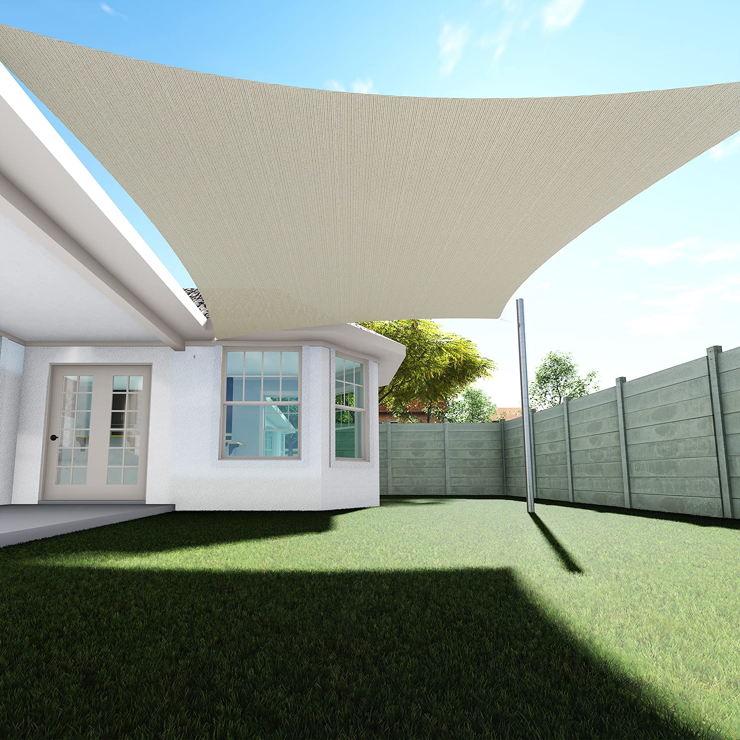 Premium Beige 2' x 5' Sun Shade Sail - 180 GSM HDPE Permeable Canopy Cover for Patio, Garden & Commercial Use - UV Protection & Custom Sizing by TANG Sunshades Depot