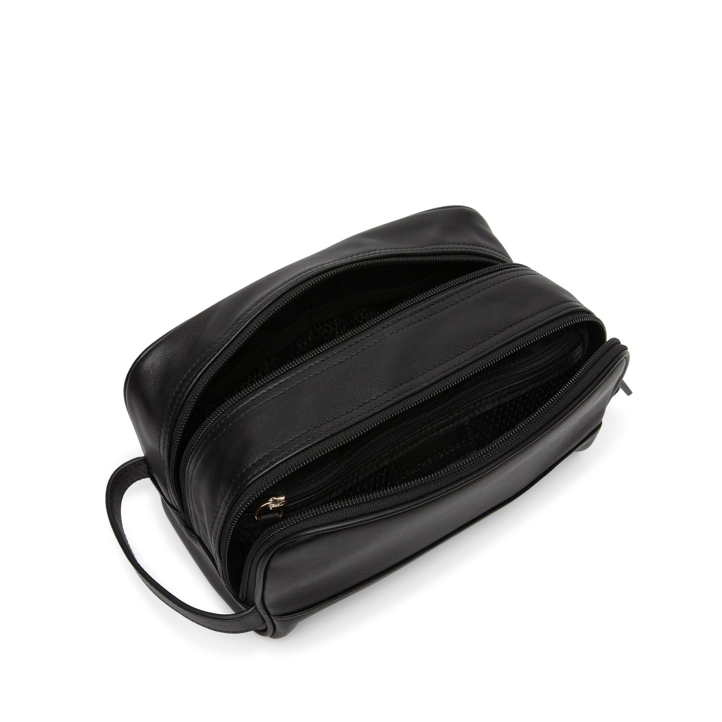 Leatherology Small Double Zip Toiletry Bag - Premium Leather Travel Cosmetic Case for Men & Women | Perfect for Airplane Carry-on, Gym Essentials & Weekend Getaways