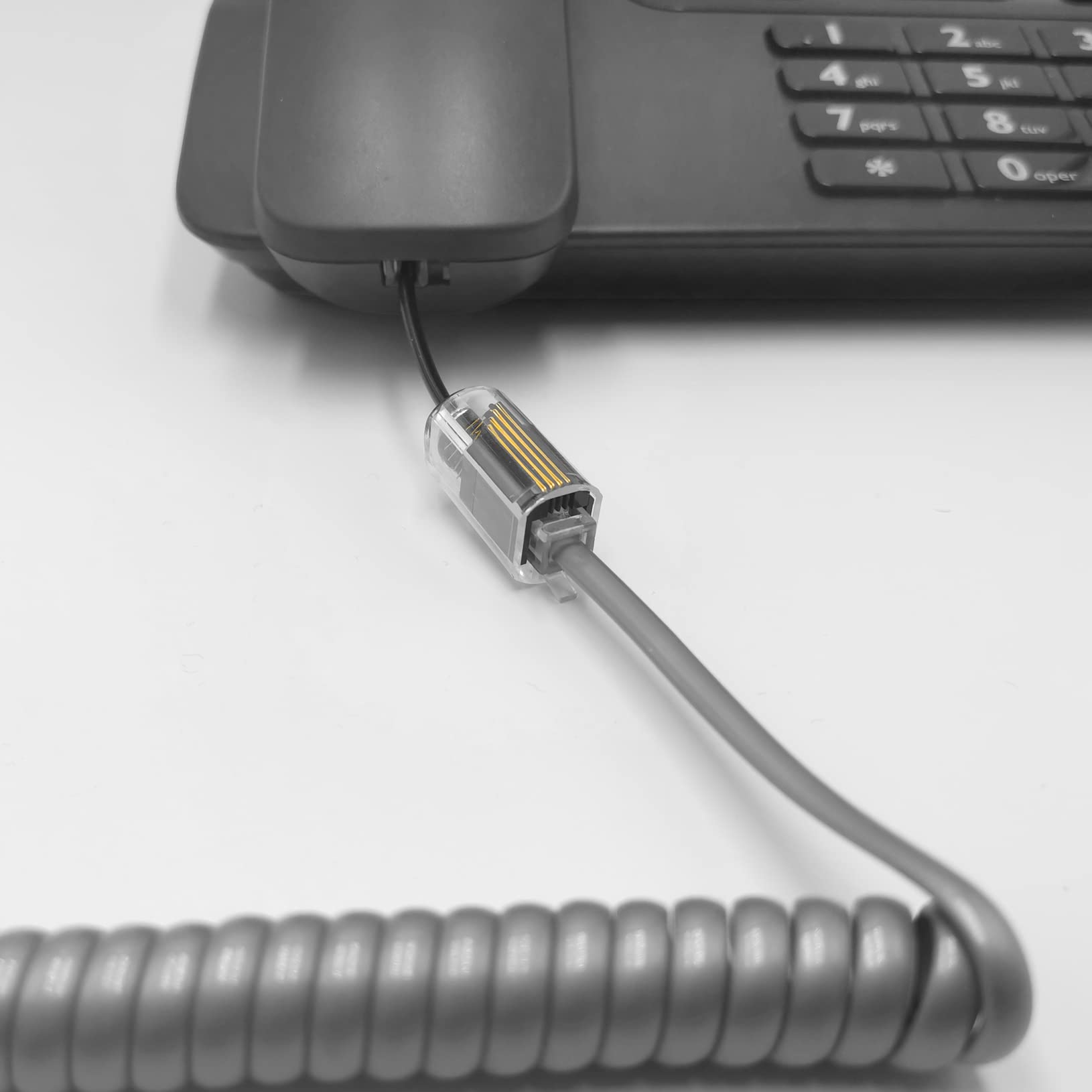 NECABLES 2+2 Pack No Tangle Phone Cord for Landline - 2 Handset Cords & 2 Tangle-Free Phone Cord Detanglers (Gray) - Perfect for Office, Home, and Business Desk Phones