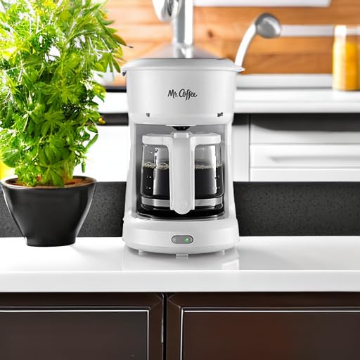 Mr. Coffee 2134286 5-Cup Mini Brew Switch Coffee Maker, White - Compact Drip Coffee Machine for Small Kitchens, Offices & Dorm Rooms