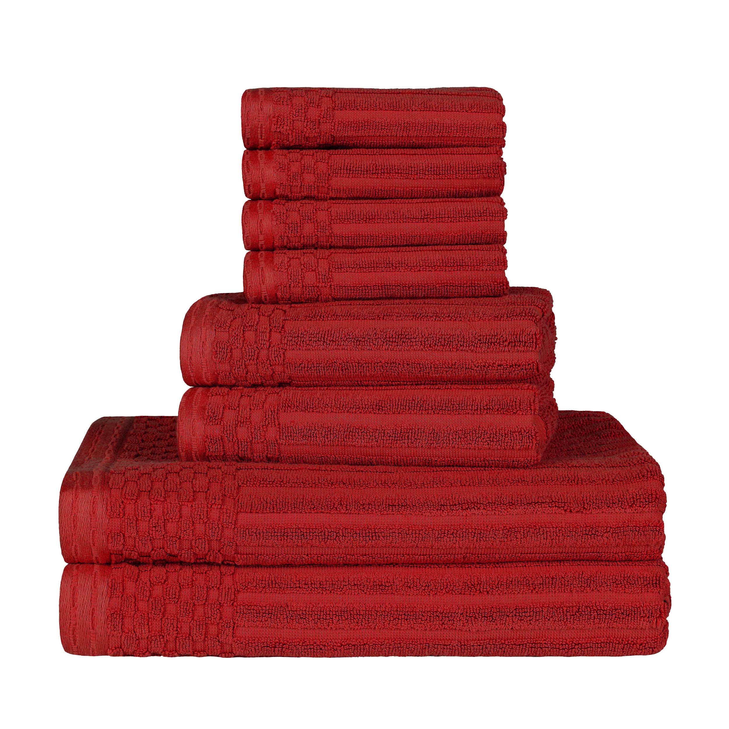 Premium 8-Piece Cotton Ribbed Towel Set - Soft, Absorbent & Medium Weight Bath Towels for Spa, Gym & Luxury Home Use