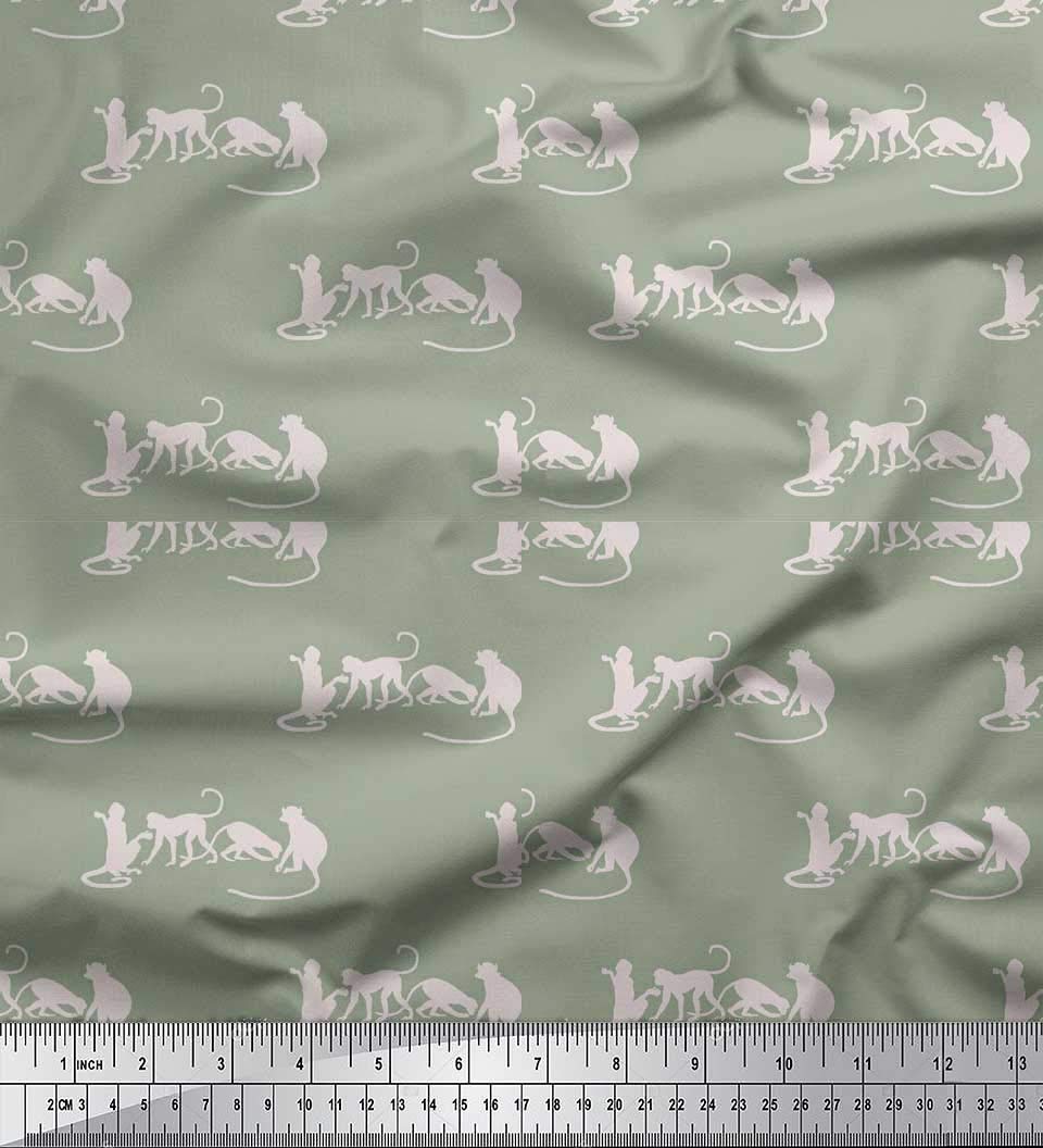 Soimoi Moss Georgette Brown Fabric by The Yard - 42 Inch Wide Monkey Jungle Print Fabric for Kids Clothing, Dresses & DIY Crafts - Soft Animal Print Material for Children's Apparel, Costumes & Home Decor Projects