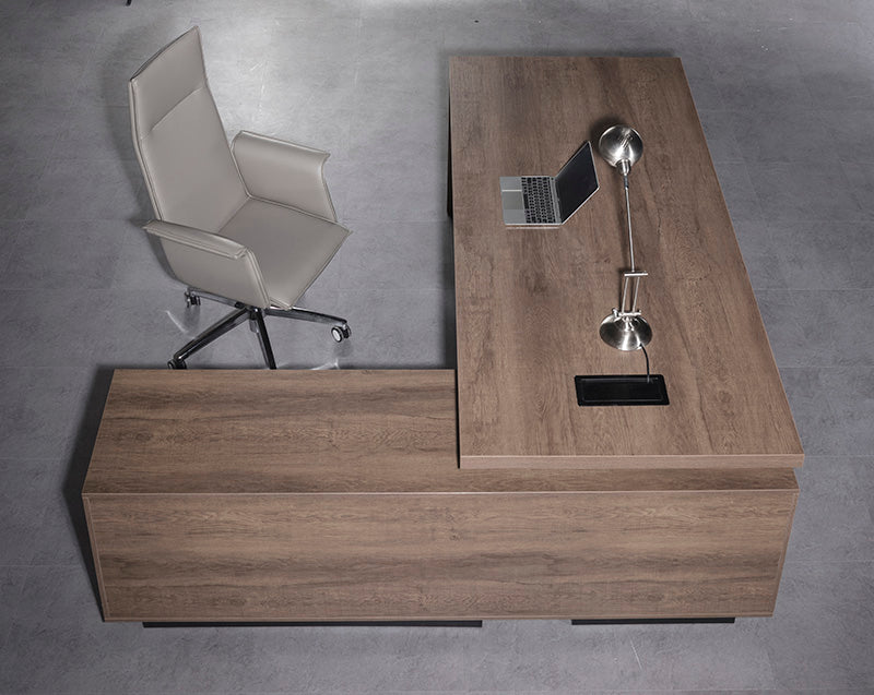 BALDER Executive Desk with Right Return 1.8M-2.0M Warm Oak & Black - Modern Office Desk for Home & Business Workspace