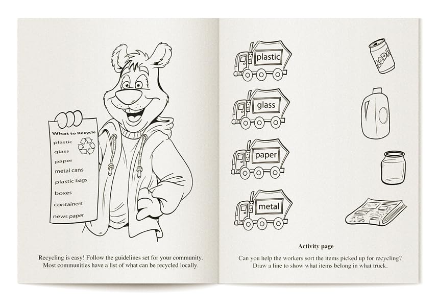 ZOCO Custom Kids Educational Coloring Books - 250 Pack Learn to Recycle Activity Sheets (No Crayons Included) | Earth Day Classroom Supplies, Environmental Awareness Program Handouts & Recycling Activities for Children | Perfect for Schools, Daycares and Eco-Friendly Events